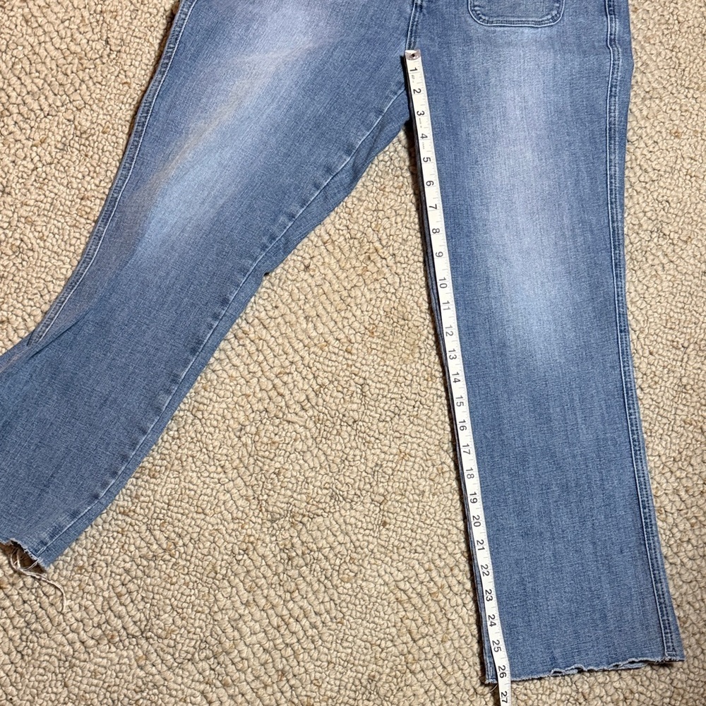 NYDJ Blue Straight Leg Ankle Length Jeans with Colorful Accents and Raw Hem - Picture 6 of 6